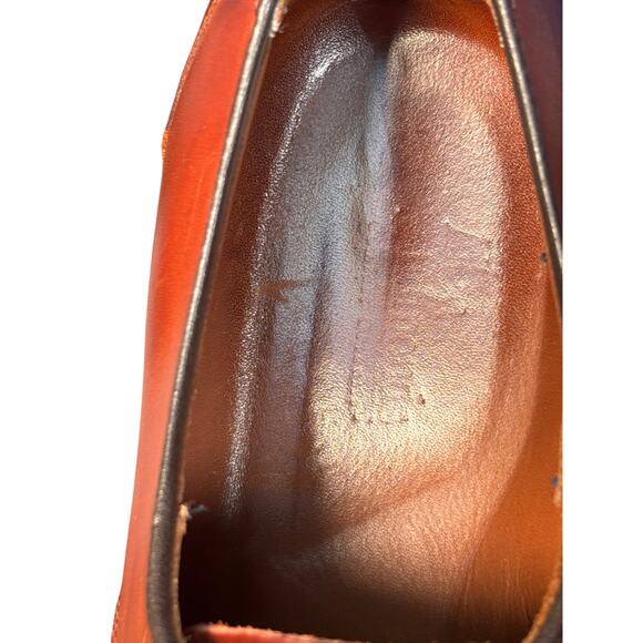 Vintage Allen Edmonds Split Toe Derby Shoes Cognac Brown Leather USA 10 E Preppy main image 14
